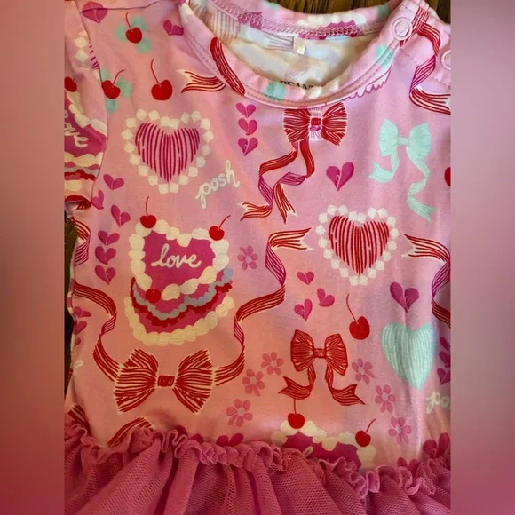 Posh Peanut Valentines Onesie Tulle Dress 6-12 months - Picture 2 of 7